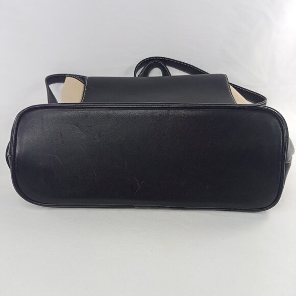 Vintage Coach Womens Backpack Bag Beige Black Canvas Leather Daypack Classic - Picture 16 of 16